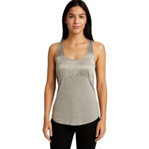 Karen Millen Grey Silk Combo Scoop Neck Racerback Tank Top